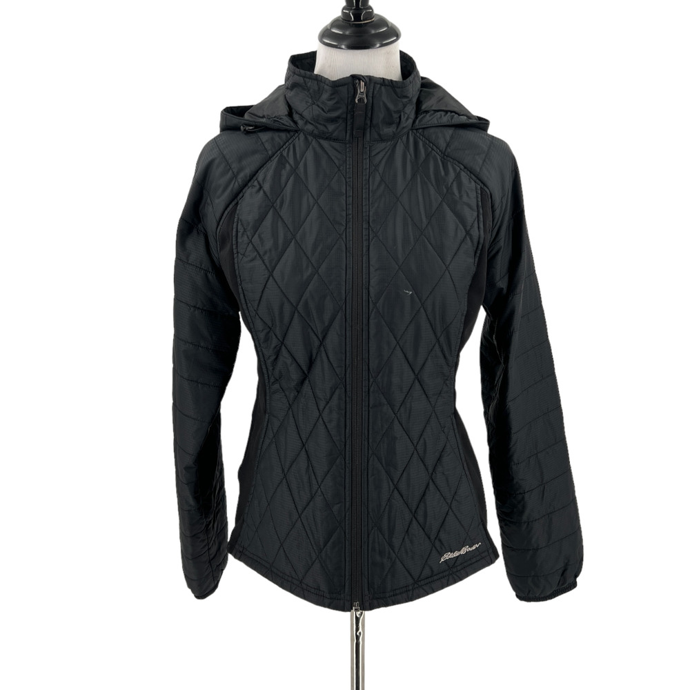 Eddie Bauer Womens Lightweight Puffer Jacket Fleece Sides